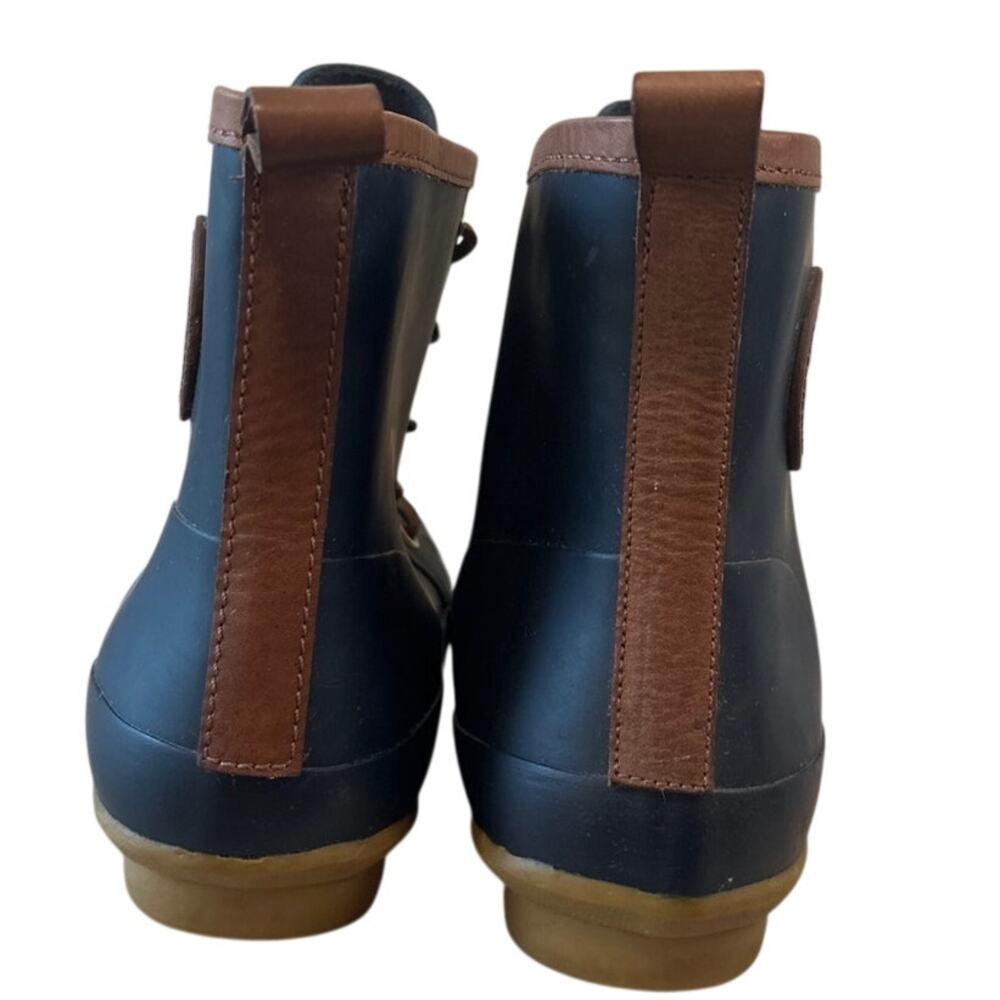Tory Burch Lace Up Rain Boots Navy Rubber Short Boot 9 - Picture 5 of 15